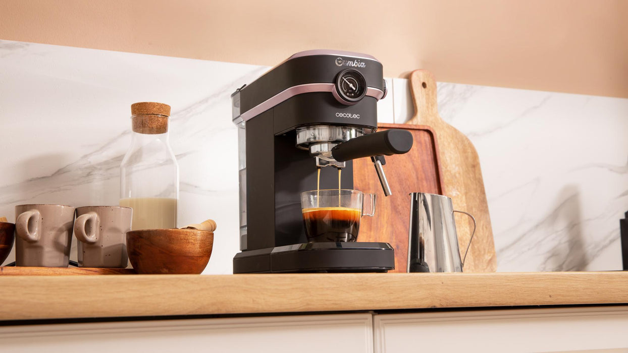 Espressor Cecotec Cafelizzia 890 Rose Pro, 1350 W, 20 bar, rezervor 1,1 l, negru/roz