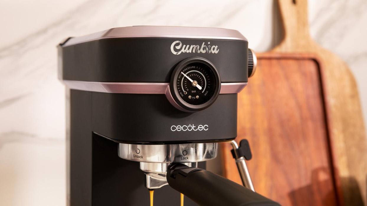 Espressor Cecotec Cafelizzia 890 Rose Pro, 1350 W, 20 bar, rezervor 1,1 l, negru/roz
