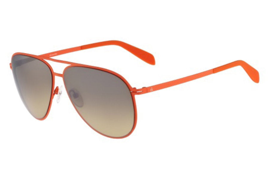 Ochelari de soare Calvin Klein, stil aviator, ramă roșie, lentile maro degrade