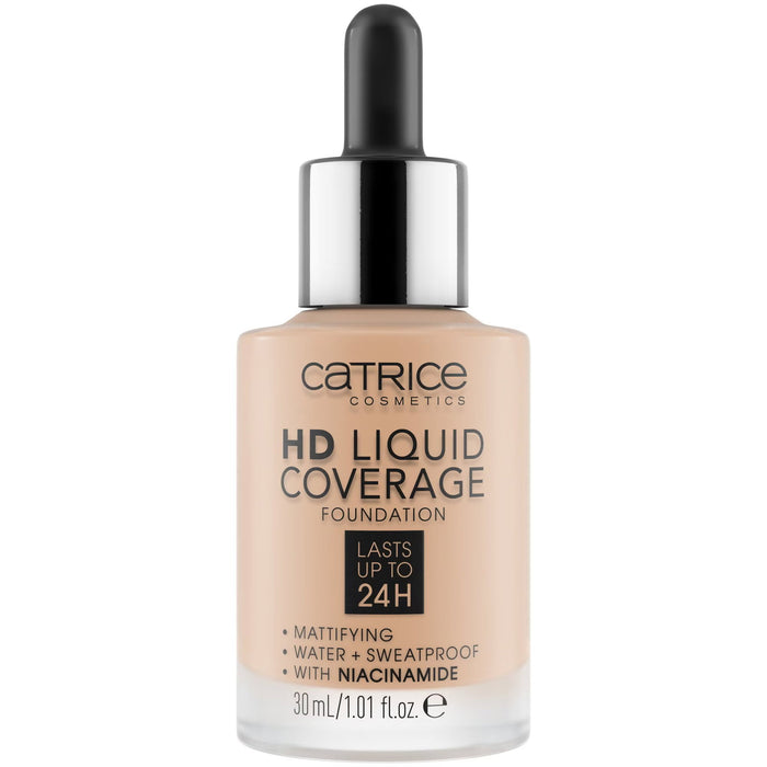 Fond de ten lichid Catrice HD Liquid Coverage, matifiant, nuanța 30 Bej nisip, 30 ml