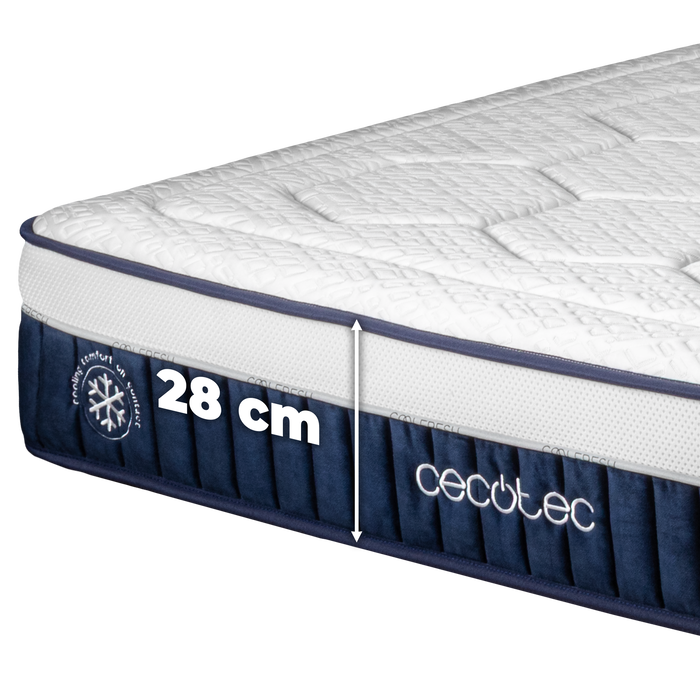 Saltea hibridă cu arcuri pocket Cecotec Flow CecoFresh 2700 CoolConfort Hybrid 80 x 200, 27 cm, fermitate ridicată