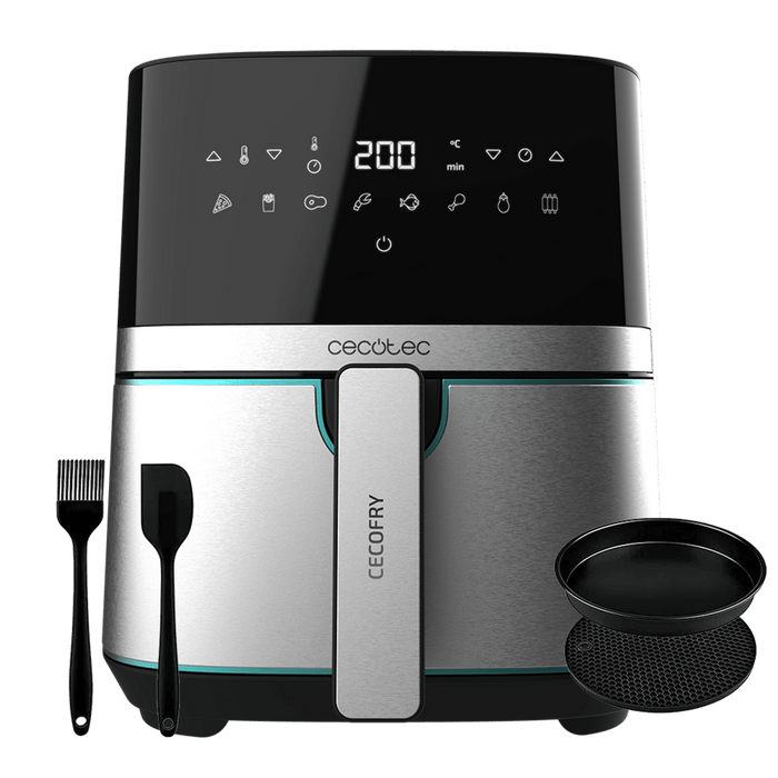 Friteuză cu aer cald Cecotec Cecofry Full Inox Pro 5500 Pro cu accesorii, 5,5 l, 1700 W, 8 programe, inox