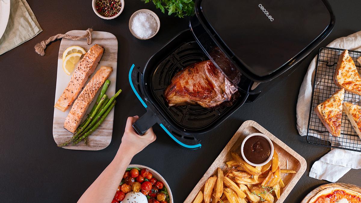 Friteuză cu aer cald Cecotec Cecofry Full InoxBlack 5500 Pro, 5,5 l, 1700 W, 8 programe, inox
