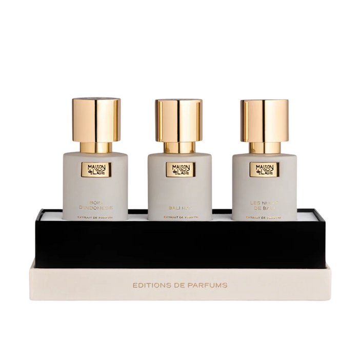 Set extract de parfum Maison De L'Asie Chapitre 02, unisex: Bali Ha'i 15 ml + Bois d'Indonesie 15 ml + Les Nuits De Bali 15 ml