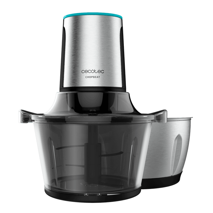 Tocător electric Cecotec ChopBeat 1500 TitanBlack Steel, 600 W, bol de 1,5 l, 2 trepte, inox