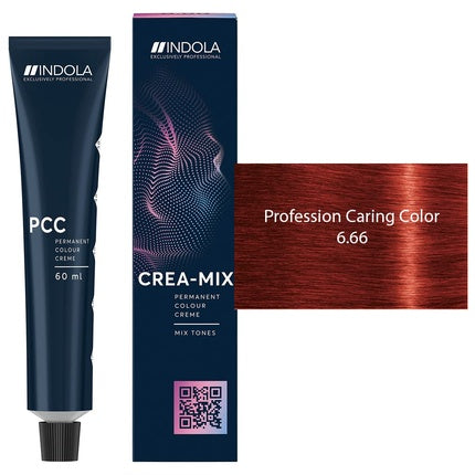 Vopsea pentru păr, Indola Profession Caring Color 6.66, intens roșu, 60ml