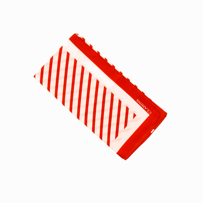 Eșarfă Clarins Scarves & Wraps, imprimeu în dungi roșii și albe