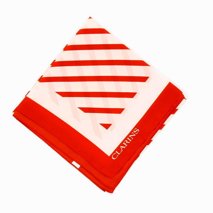 Eșarfă Clarins Scarves & Wraps, imprimeu în dungi roșii și albe