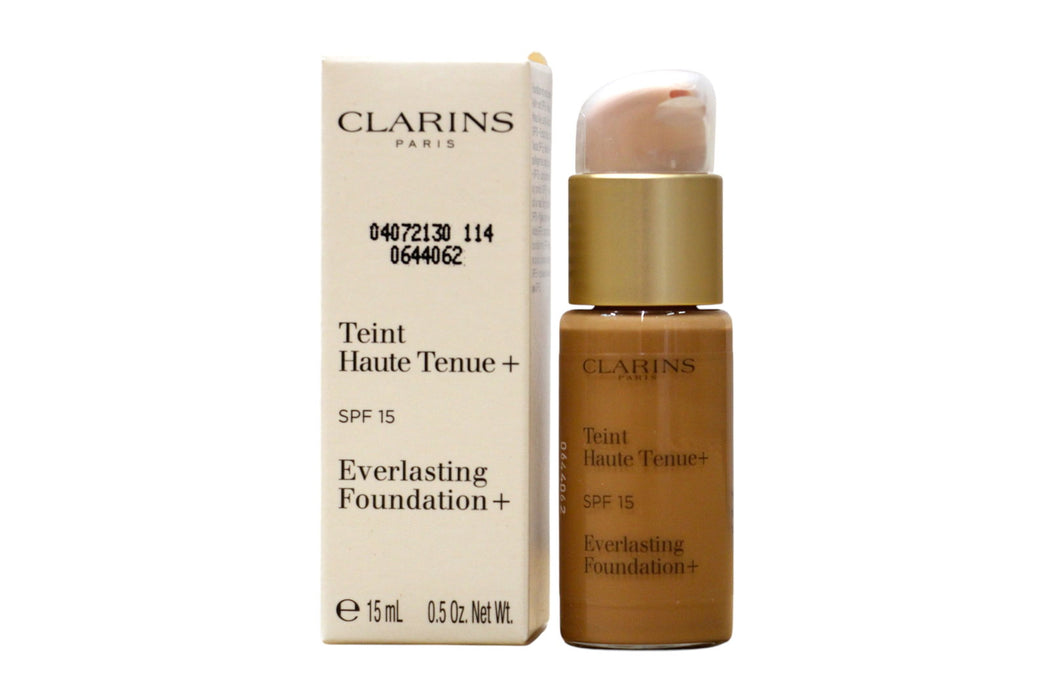 Fond de ten lichid Clarins Everlasting Foundation+, finisaj mat, nuanța 114 Cappuccino, SPF 15, 15 ml, tester