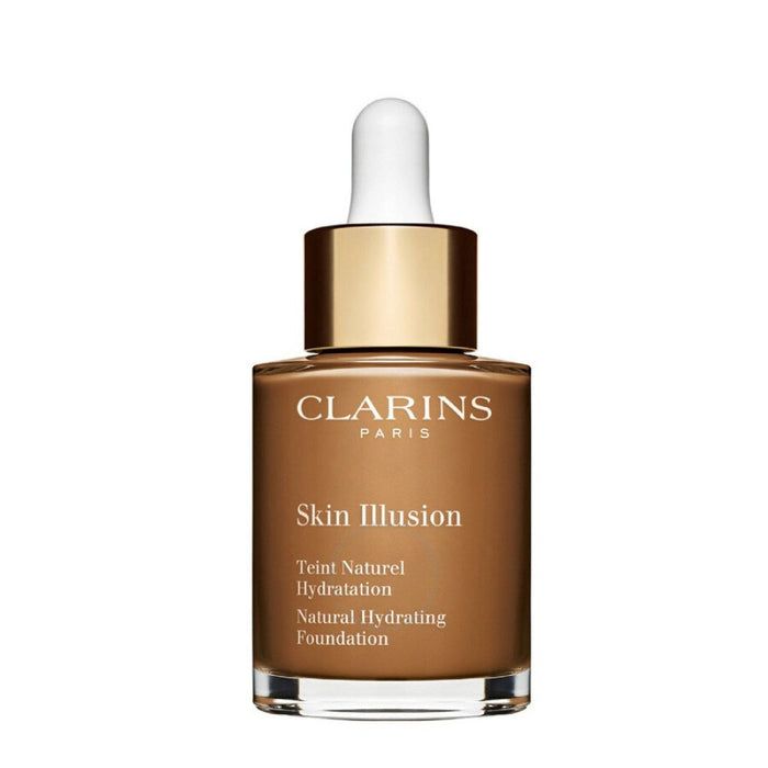 Fond de ten lichid Clarins Skin Illusion, hidratant, nuanța 118,5 Ciocolată naturală, SPF 15, 30 ml, tester