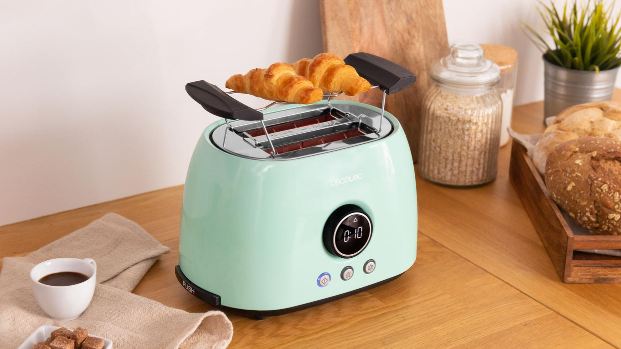 Prăjitor de pâine vertical digital Cecotec ClassicToast 8000 Blue Double, 800 W, 2 felii, albastru