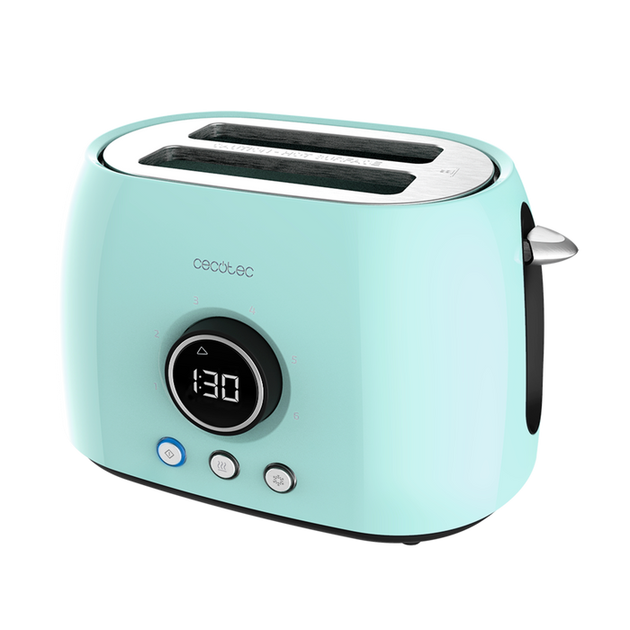 Prăjitor de pâine vertical digital Cecotec ClassicToast 8000 Blue Double, 800 W, 2 felii, albastru