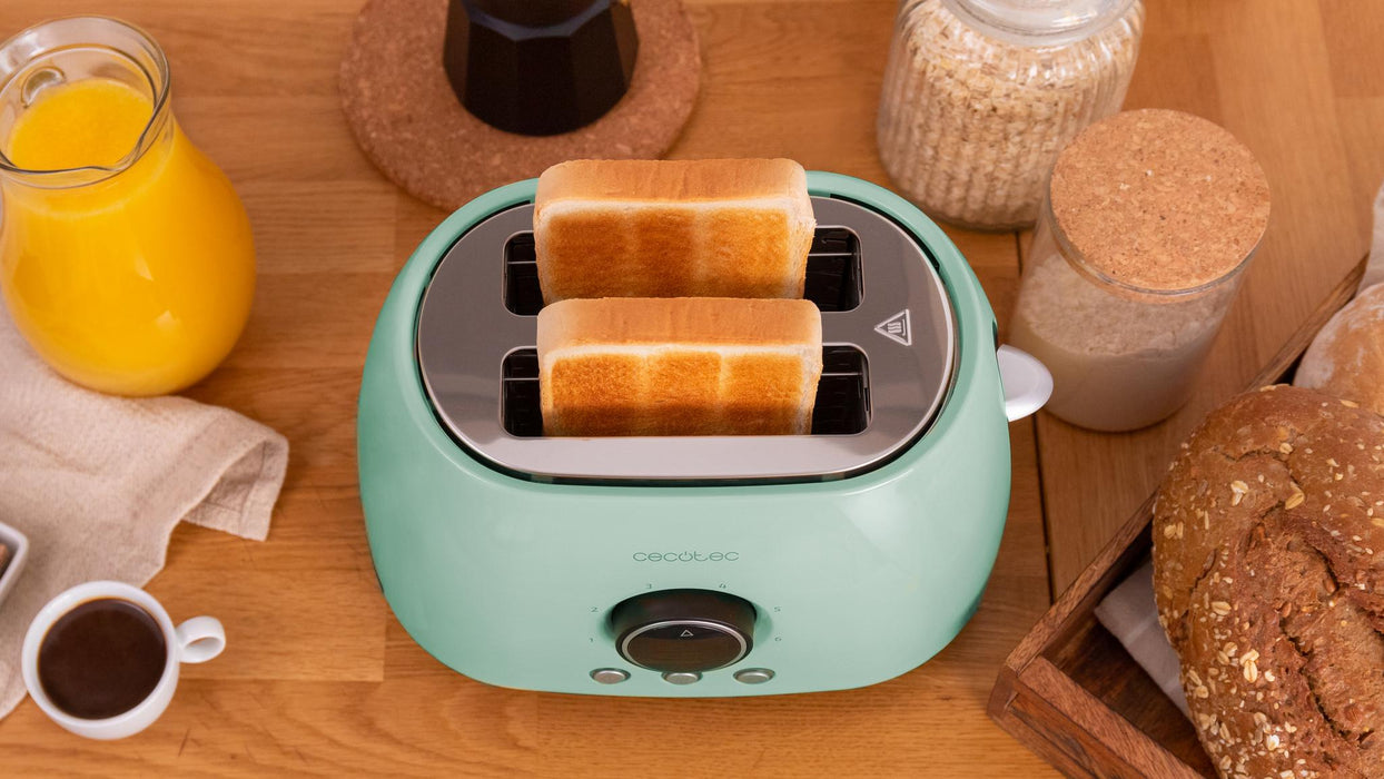 Prăjitor de pâine vertical digital Cecotec ClassicToast 8000 Blue Double, 800 W, 2 felii, albastru