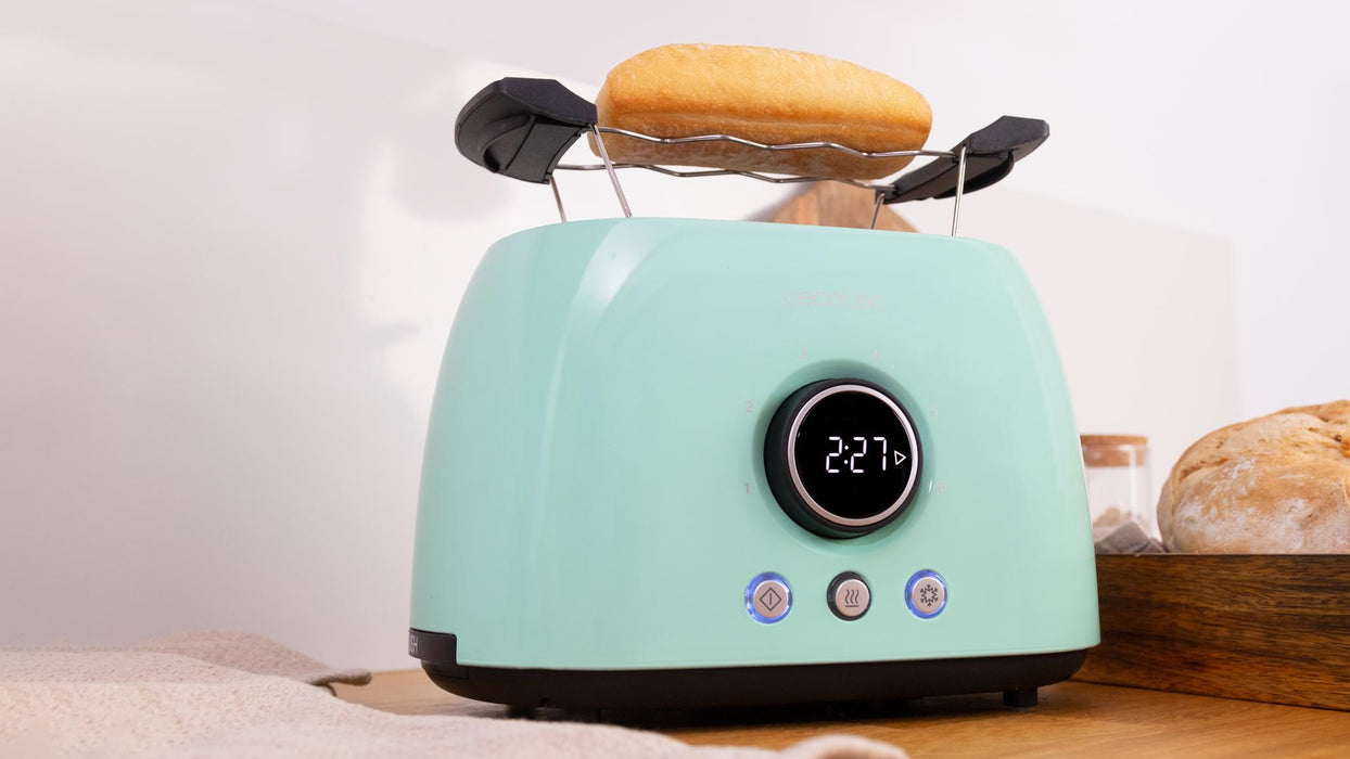 Prăjitor de pâine vertical digital Cecotec ClassicToast 8000 Blue Double, 800 W, 2 felii, albastru