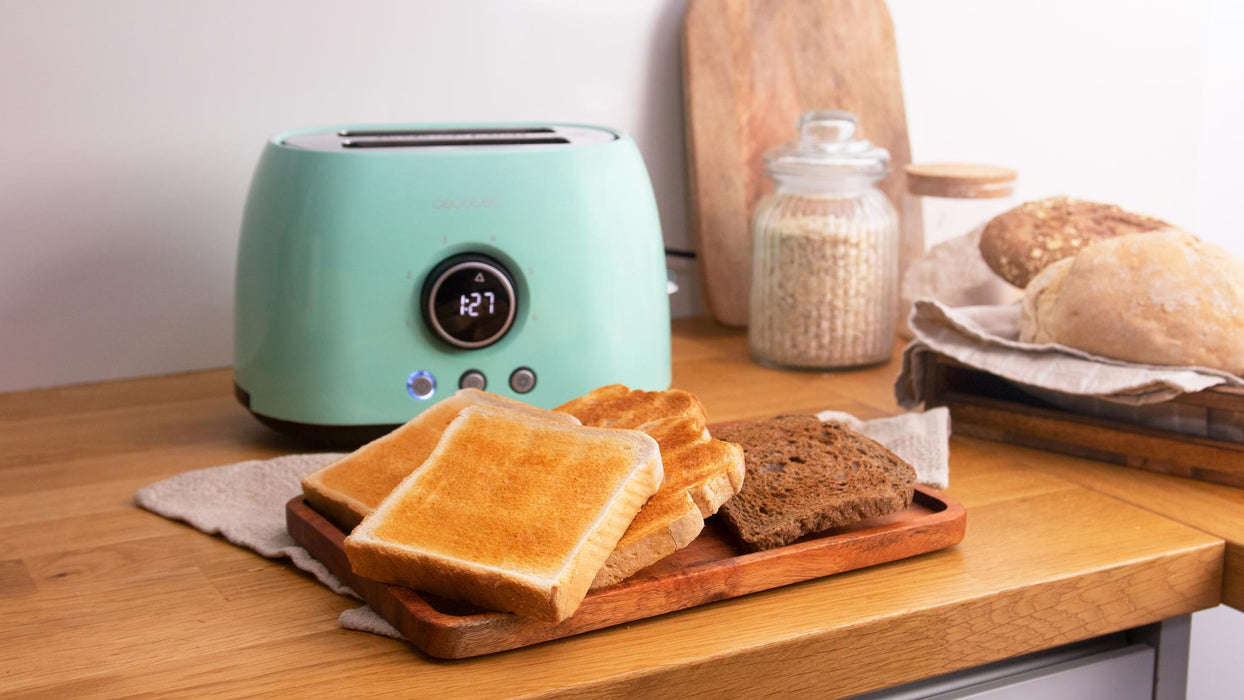Prăjitor de pâine vertical digital Cecotec ClassicToast 8000 Blue Double, 800 W, 2 felii, albastru