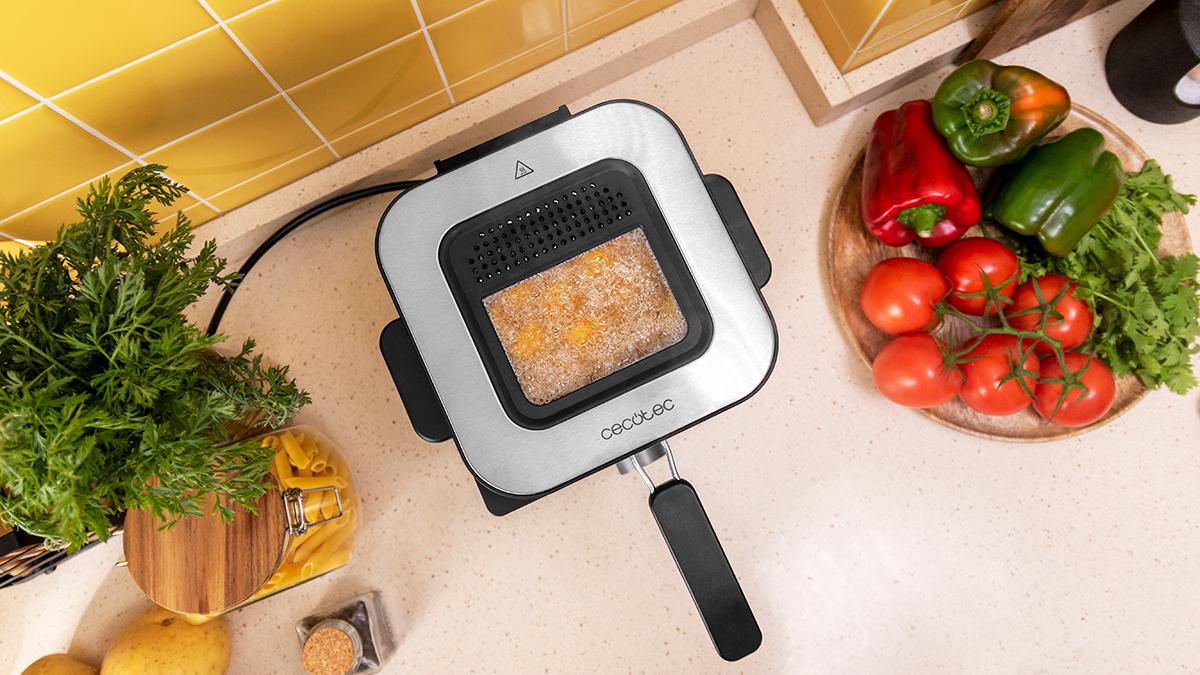 Friteuză Cecotec CleanFry Advance 1500, 1,5 l, 900 W, 25,5 × 22,5 × 22,7 cm, neagră