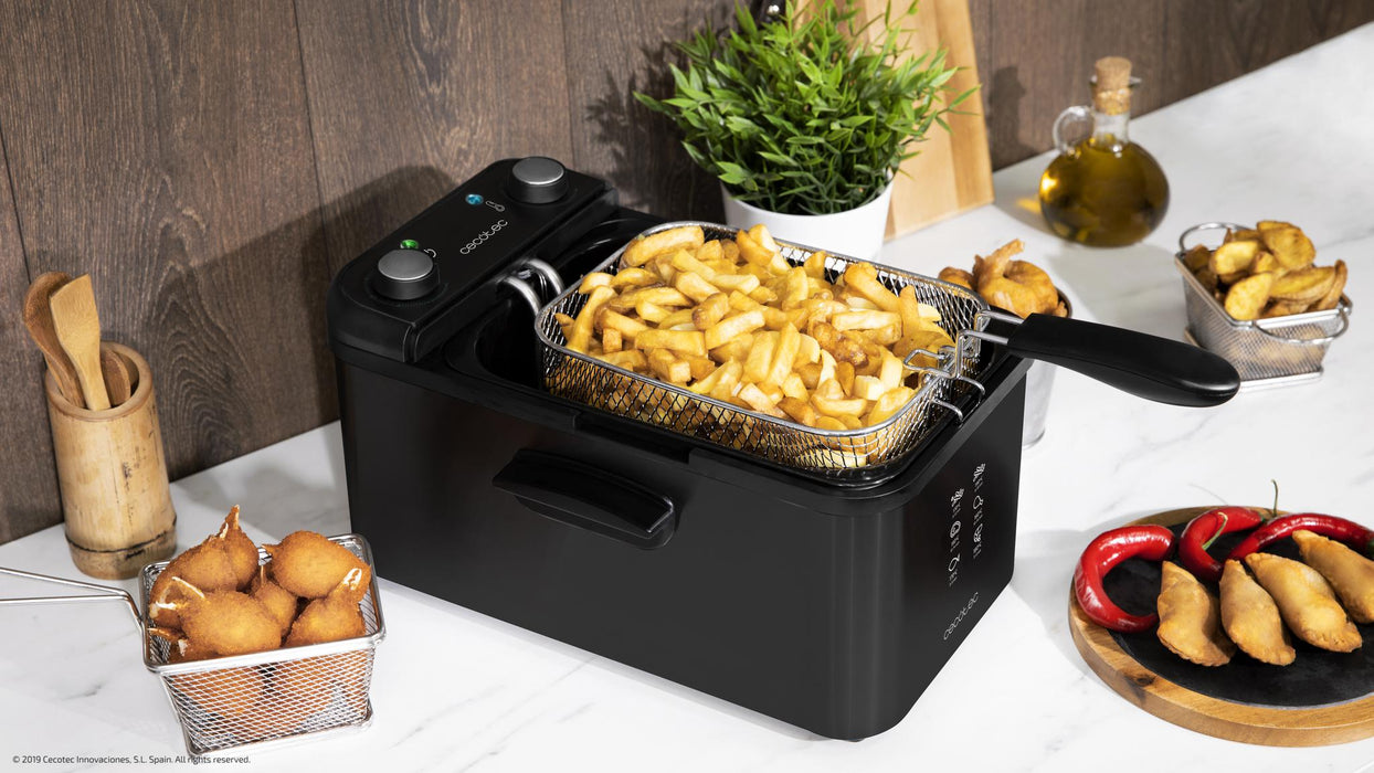Friteuză cu ulei Cecotec CleanFry Infinity 3000 Black, 3 l, 2400 W, neagră