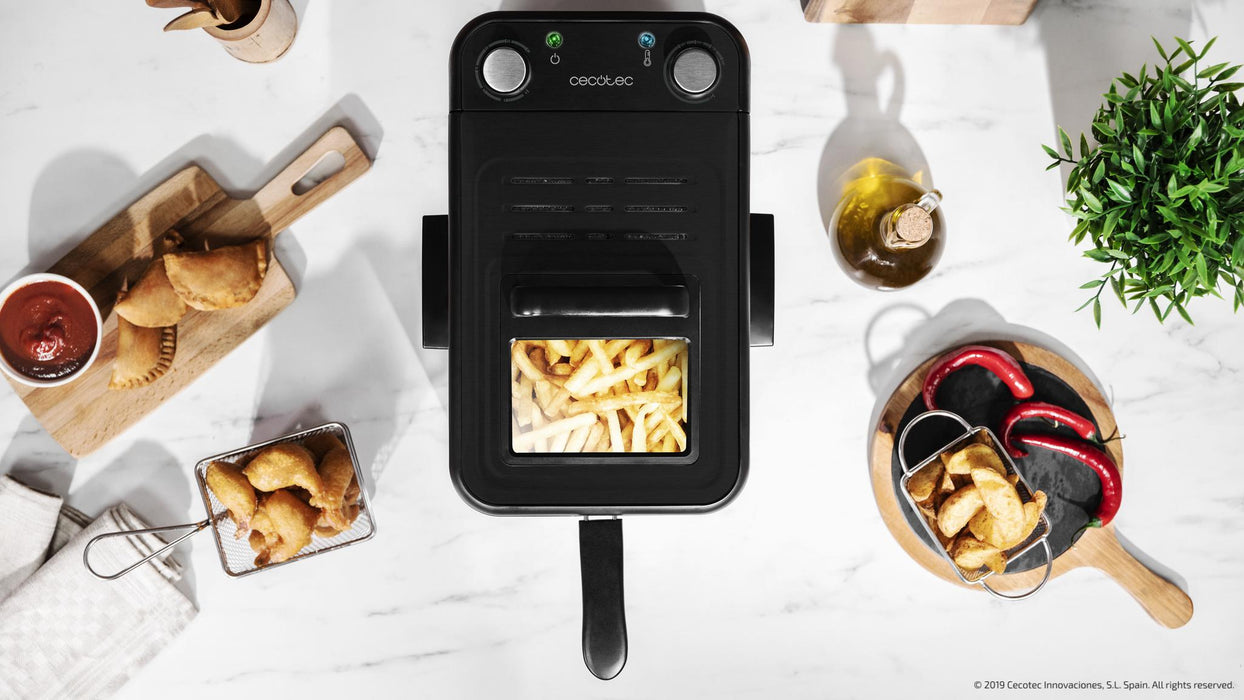 Friteuză cu ulei Cecotec CleanFry Infinity 3000 Black, 3 l, 2400 W, neagră