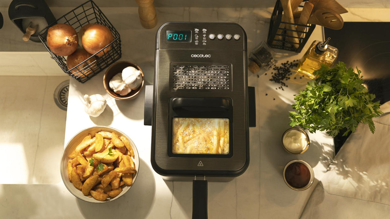Friteuză digitală cu ulei Cecotec Cleanfry Luxury 4000 Dark, 4,2 l, 3270 W, 5 programe, gri