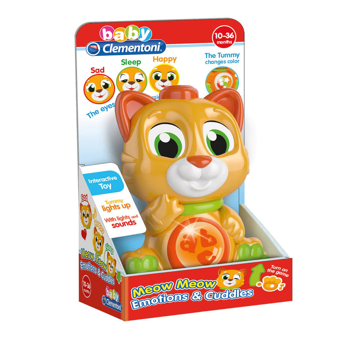 Jucărie interactivă Clementoni Meow Meow Emotions & Cuddles, pisică, lumini și sunete, 10–36 luni