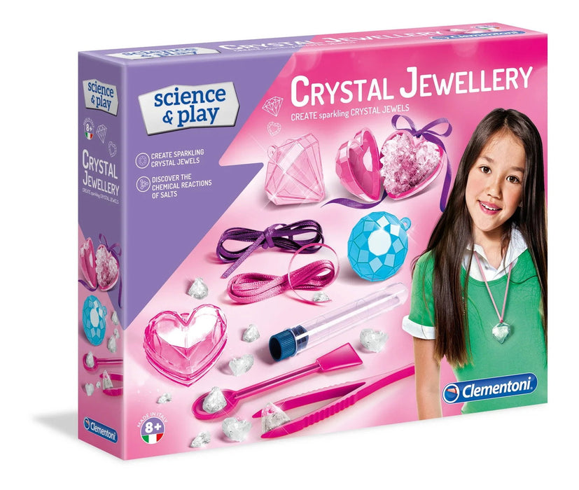 Set creativ Clementoni Science & Play Crystal Jewellery, pentru realizarea bijuteriilor cu cristale, 8+