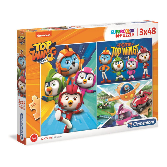 Puzzle Clementoni Top Wings, set 3 x 48 de piese, pentru copii de la 4 ani