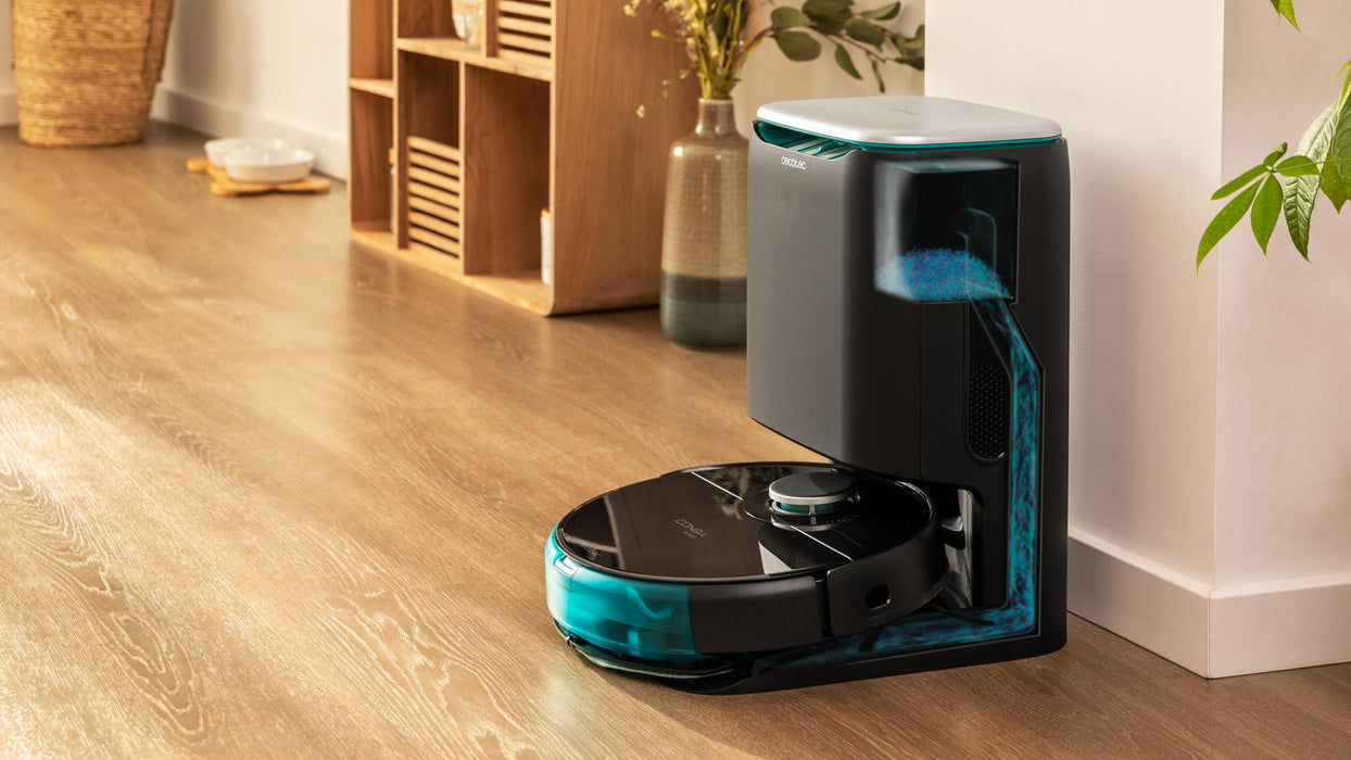 Bază cu golire automată Cecotec Conga Home 10000, 2 × 2,5 l, 40 × 46 × 29 cm, neagră