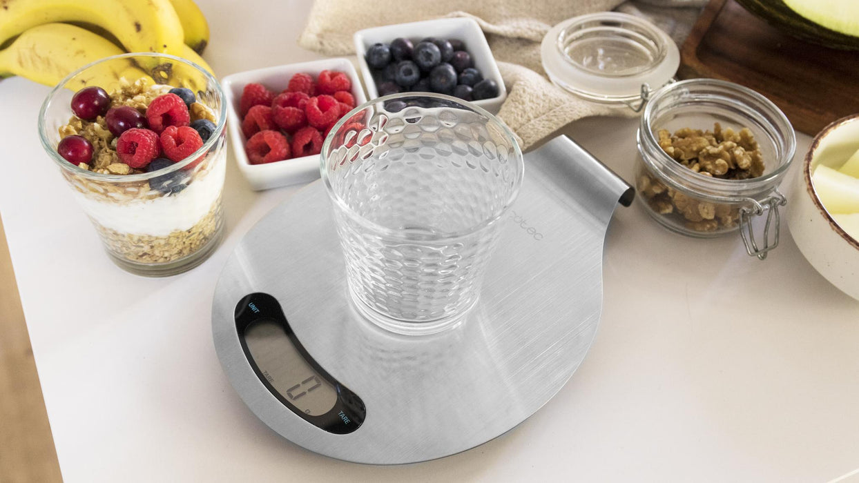 Cântar de bucătărie Cecotec Cook Control 10400 Smart Healthy EasyHang, 8 kg, precizie 1 g, platformă din inox