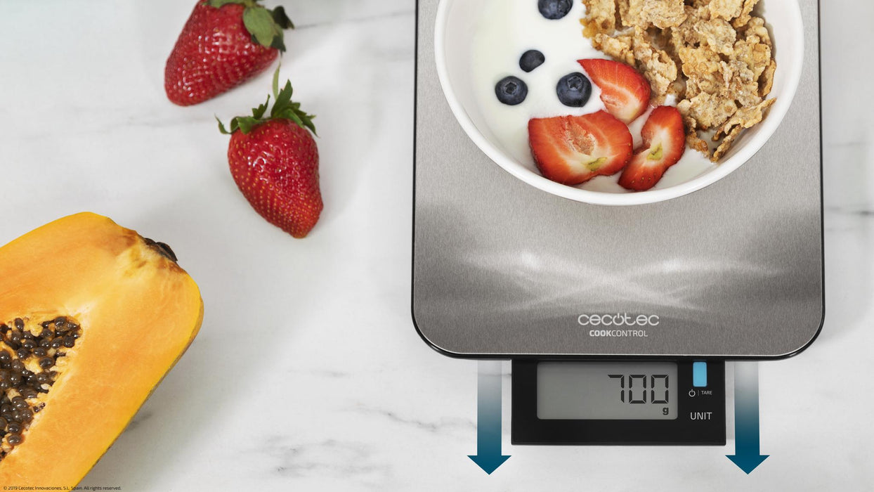 Cântar de bucătărie Cecotec Cook Control 9000 WaterProof, 10 kg, precizie 1 g, inox