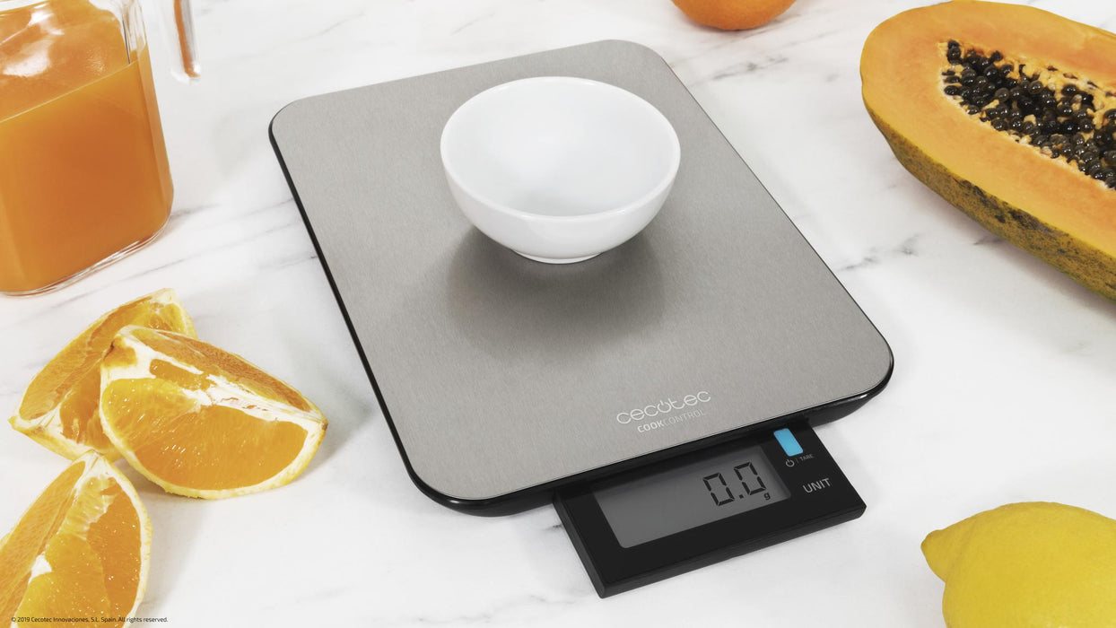 Cântar de bucătărie Cecotec Cook Control 9000 WaterProof, 10 kg, precizie 1 g, inox