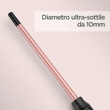 Babyliss Rose Quartz Curl Wand, model 10mm, culoare roz aurie și neagră