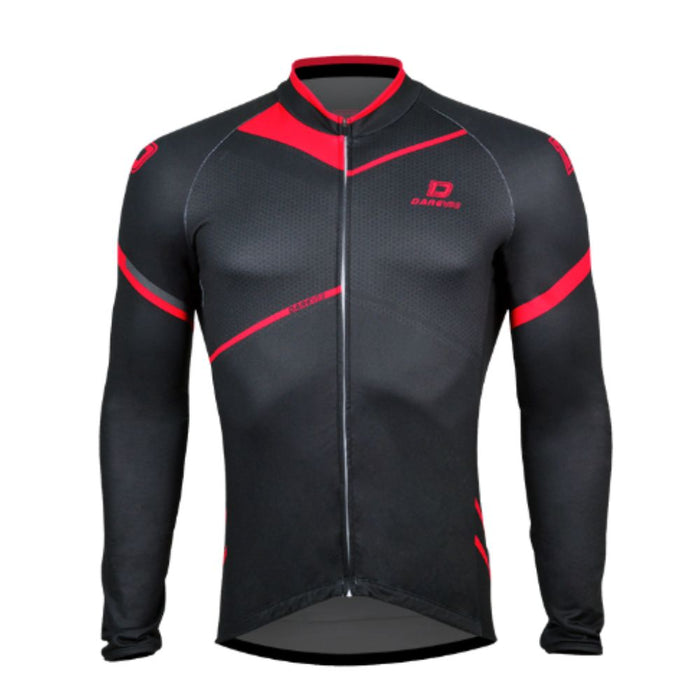 Jachetă de ciclism Darevie Track Jackets, mânecă lungă, neagră cu accente roșii