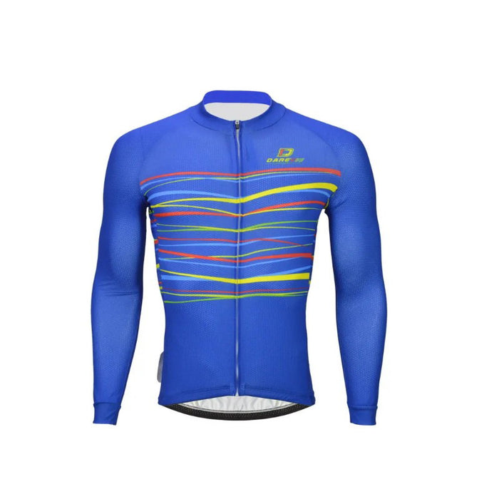 Jachetă de ciclism Darevie Track Jackets, mânecă lungă, albastră, cu fermoar