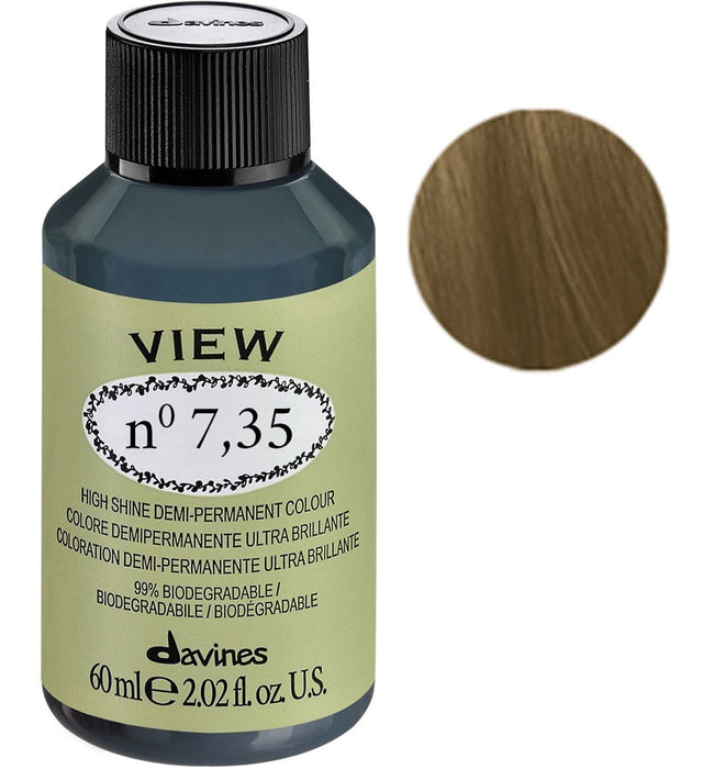 Vopsea demi-permanentă de păr Davines View, cu luciu intens, nuanța 7.35, 60 ml