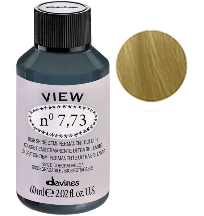 Vopsea demi-permanentă de păr Davines View, nuanța 7.73, 60 ml