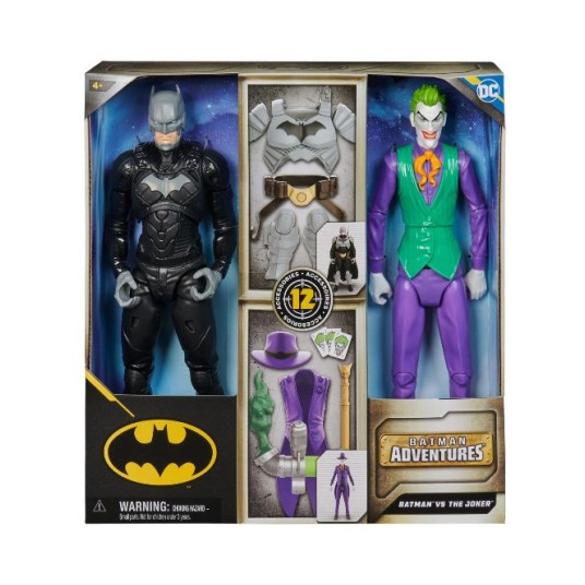 Set de figurine SpinMaster Batman Adventures, Batman vs. The Joker, 30 cm, 12 accesorii, 4+ ani