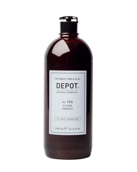 Șampon Depot 100 Hair Cleansing No. 104 Silver, pentru neutralizarea tonurilor galbene, cu complex botanic, 1000 ml