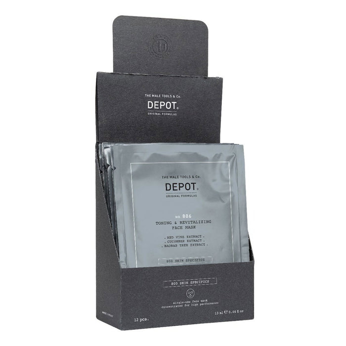 Mască facială Depot 800 Skin Specifics No. 806, cu acid hialuronic, tonifiantă și revitalizantă, 12 buc, 13 ml