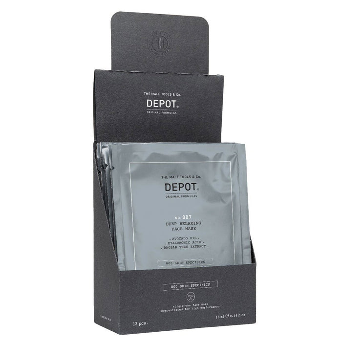 Mască facială Depot 800 Skin Specifics, cu acid hialuronic, calmantă și hidratantă, 12 x 13 ml