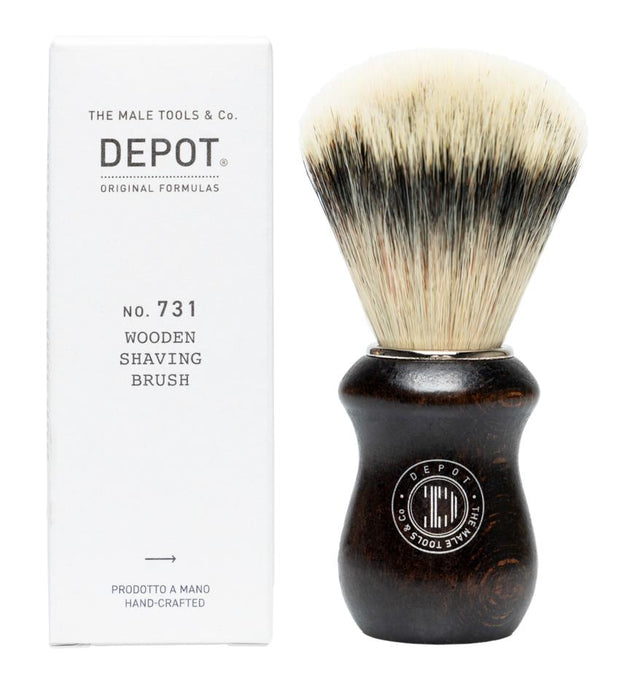 Perie de bărbierit Depot Accessories No. 731 Luxury, din lemn, maro, pentru bărbați