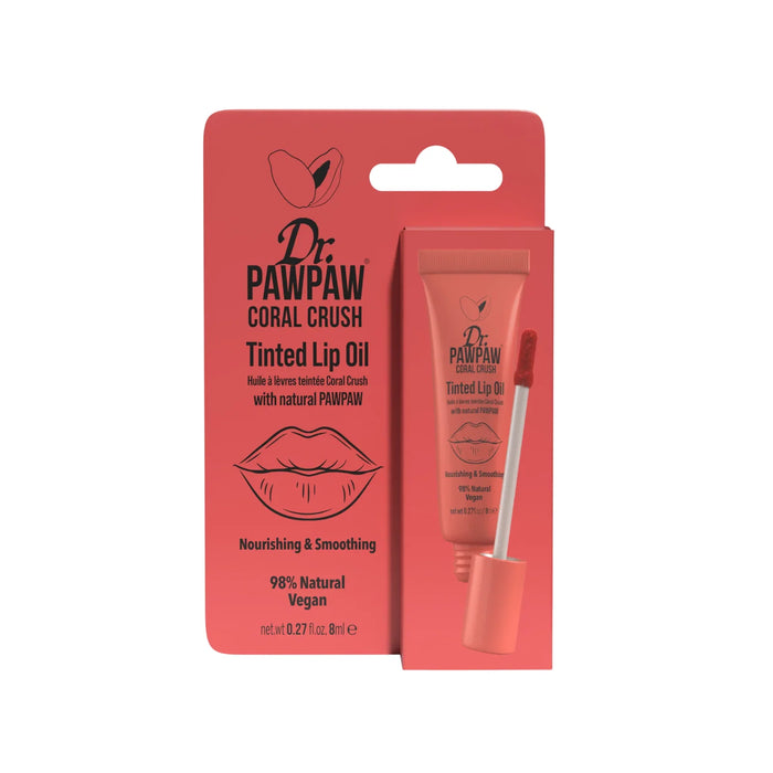 Ulei de buze colorat Dr. PawPaw Coral Crush, hidratant și iluminator, nuanța Coral Crush, 8 ml