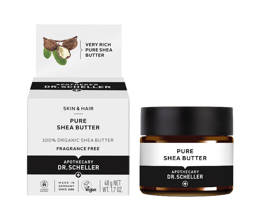 Unt de corp Dr. Scheller Pure Shea Butter, organic, hidratant și hrănitor, pentru corp, față și păr, 48 g