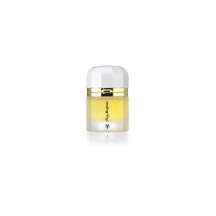 Ramon Monegal Pure Schmetterling Eau de Parfum - sticlă cu lichid galben, capac alb și detaliu auriu