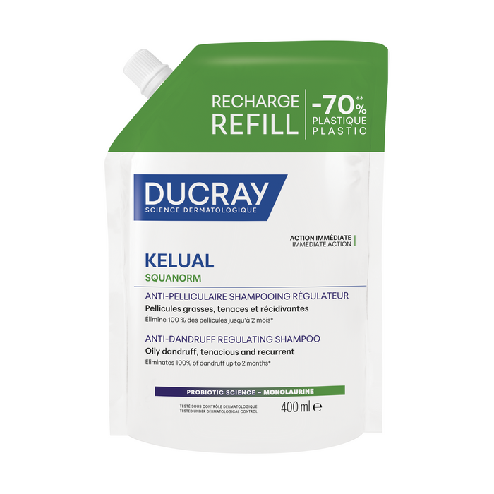 Șampon Ducray Kelual Squanorm, antimătreață pentru scalp cu mătreață grasă, reumplere, 400 ml