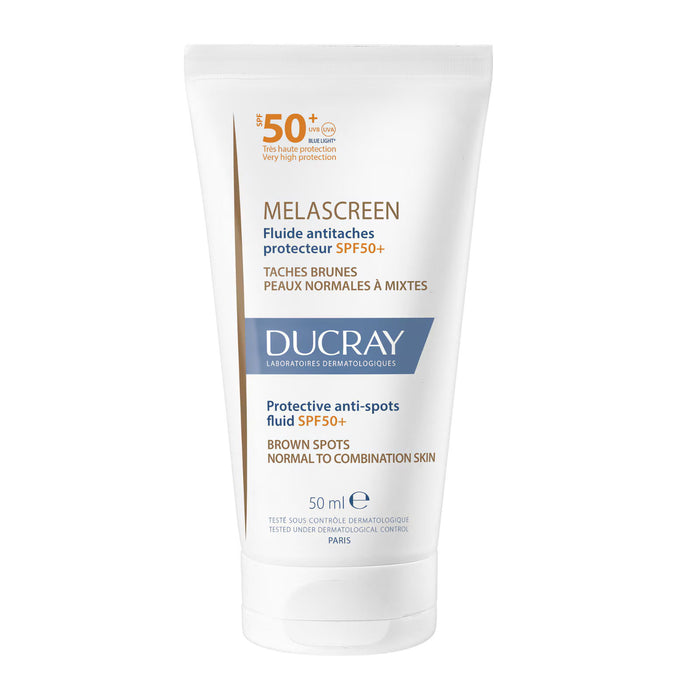 Fluid de față Ducray Melascreen, anti-pete și iluminator, SPF 50+, pentru ten normal și mixt, 50 ml