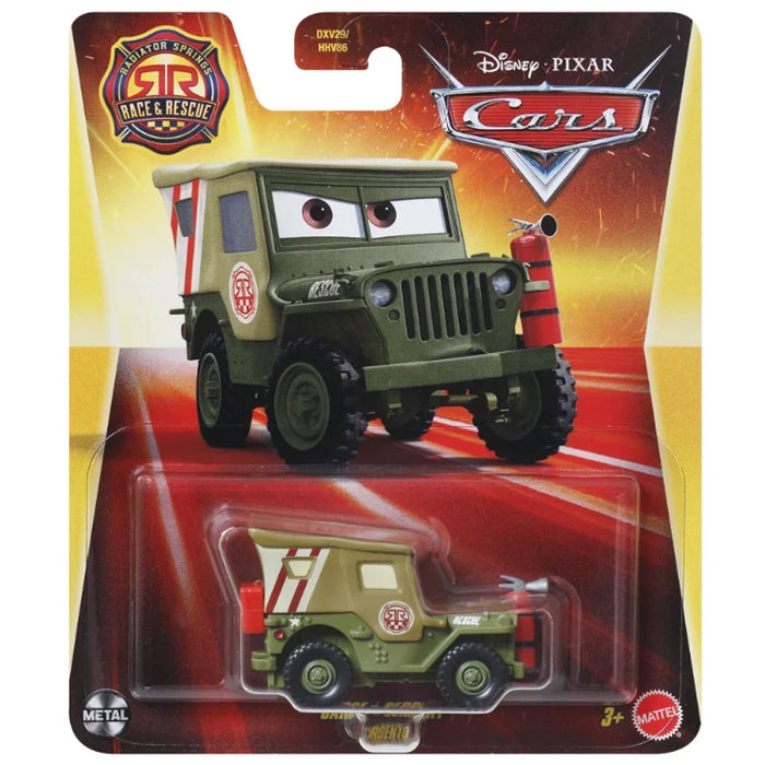Mașinuță Mattel Cars Race & Rescue, Sarge, metal, 3+ ani