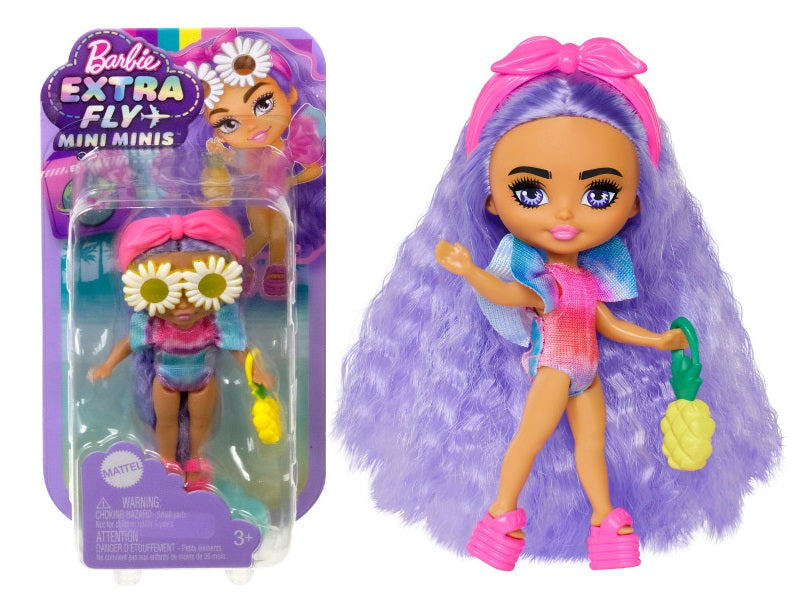 Păpușă Mattel Barbie Extra Fly Mini Minis, păr mov, 3+ ani