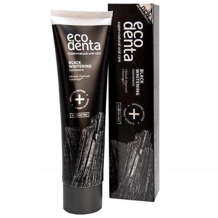 Pastă de dinți Ecodenta Black Whitening, pentru albire și prospețime, fără fluor, 75 ml
