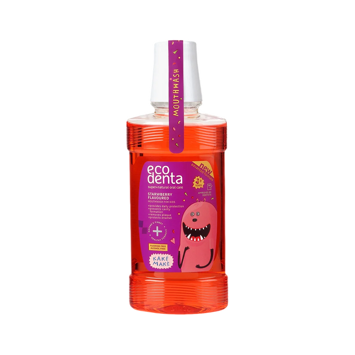 Apă de gură Ecodenta Protective & Antiplaque, cu aromă de căpșună, 250 ml
