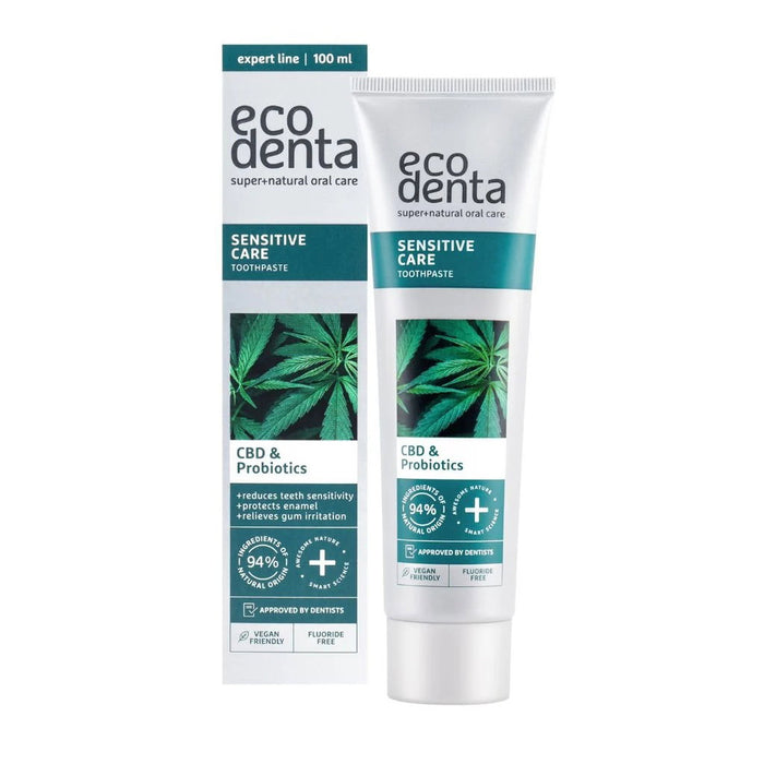 Pastă de dinți Ecodenta Sensitive Care, pentru dinți sensibili, CBD și probiotice, 100 ml